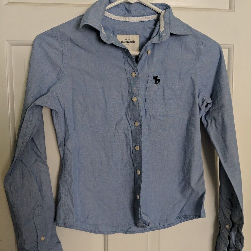 Abercrombie Kids Light Blue Collar Shirt Size Large Girls Business Casual